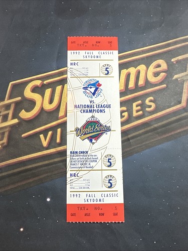 1992 world series full ticket - 1992,